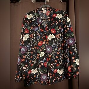 Chico's Floral Black Pullover Blouse